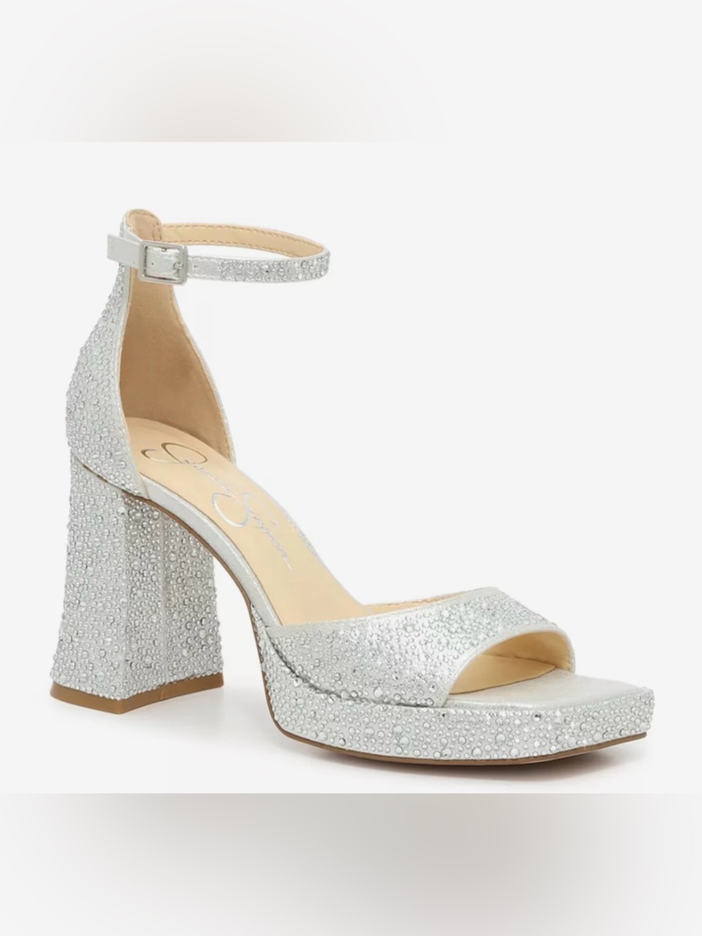 Jessica Simpson Silver Metallic Kehlani Sandal, US 11W.